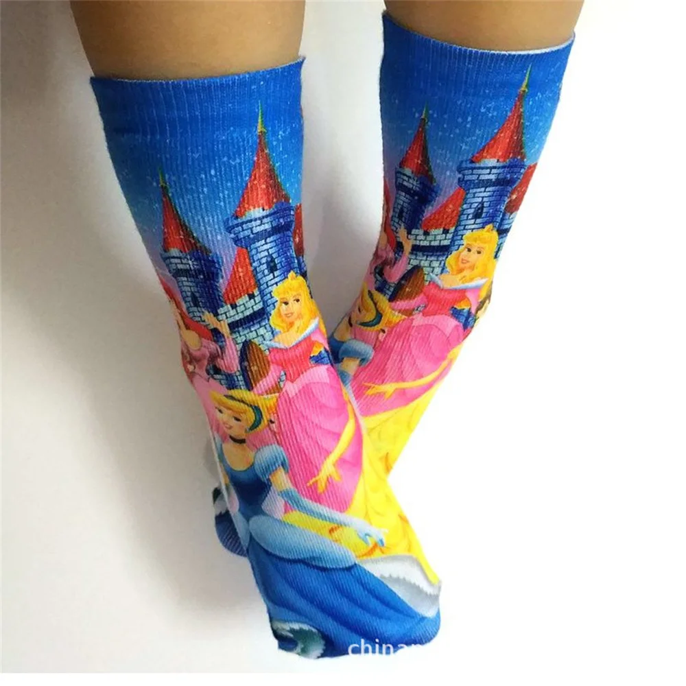 Sports Socks Kids Socks Cartoon Socks 4pcs/Disney Frozen Socks Elsa Anna Anime Figure Children's Long Socks Cartoon Cute Print Funny Boys Girls Cotton Gifts