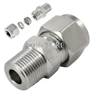 3/8" BSPx10MM Double Ferrule Tube Fitting Male Connector BSP Stainless Steel 304