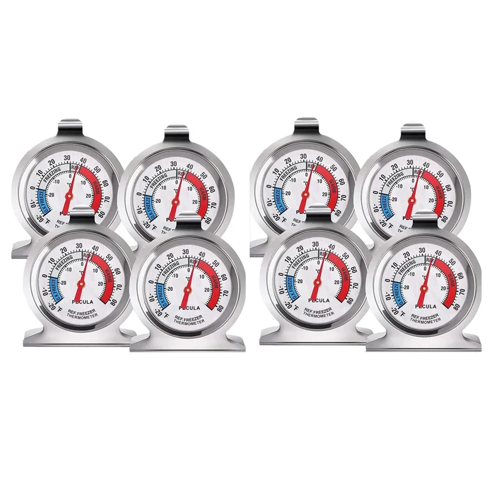 Classic Refrigerator Thermometer 2-Pack with Large Dial and Red Indicator