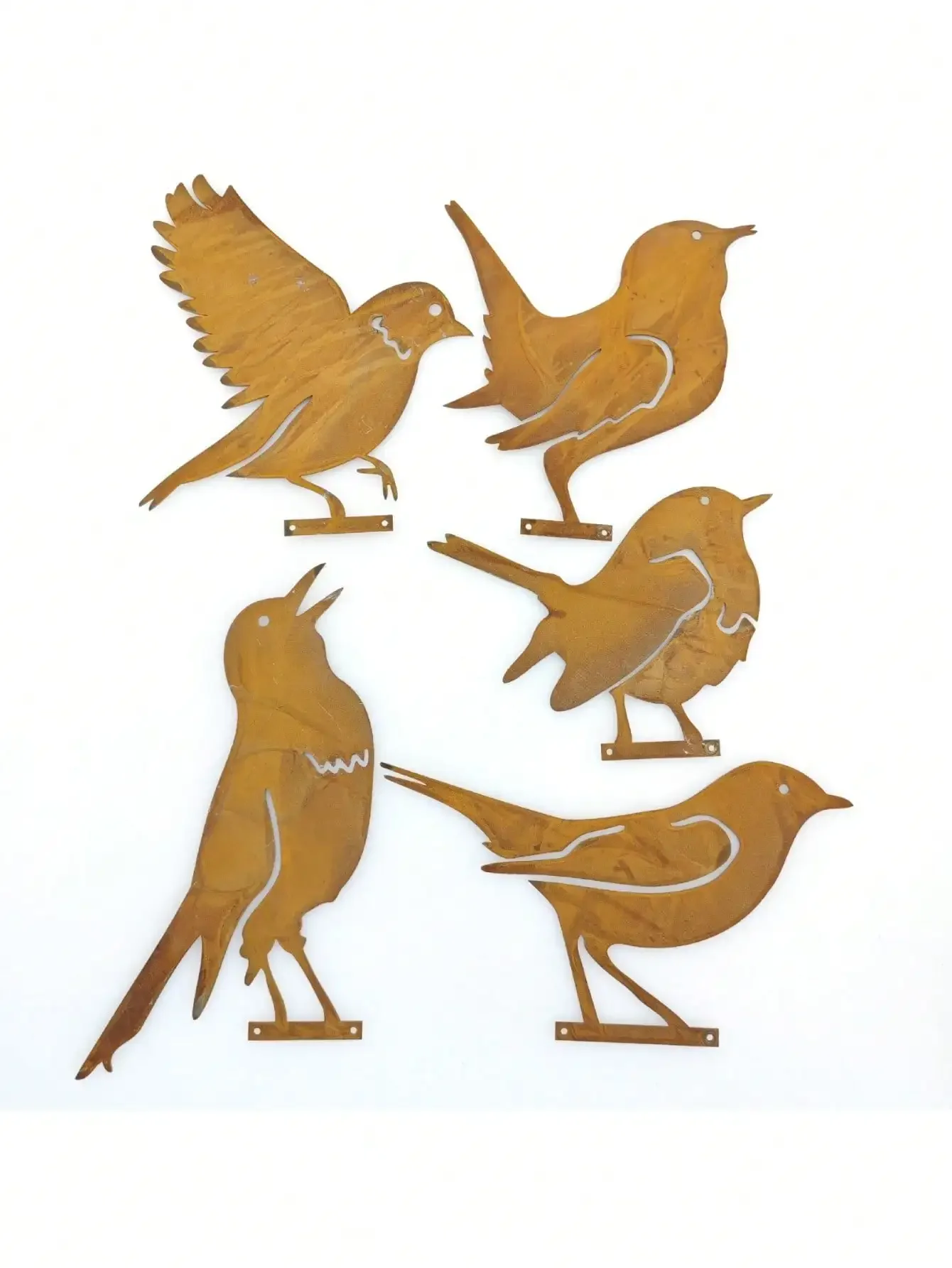 Garden Stakes 4pcs/5pcs Rust Birds Metal Garden Decoration