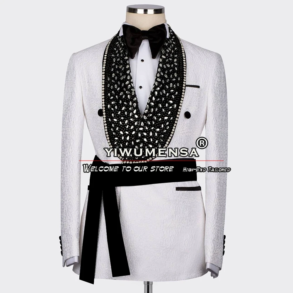 

Привлекательные мужские костюмы, индивидуальная шаль с серебряными бусинами, пиджак с лацканами и черные однотонные брюки, 2 предмета, искусственный банкет