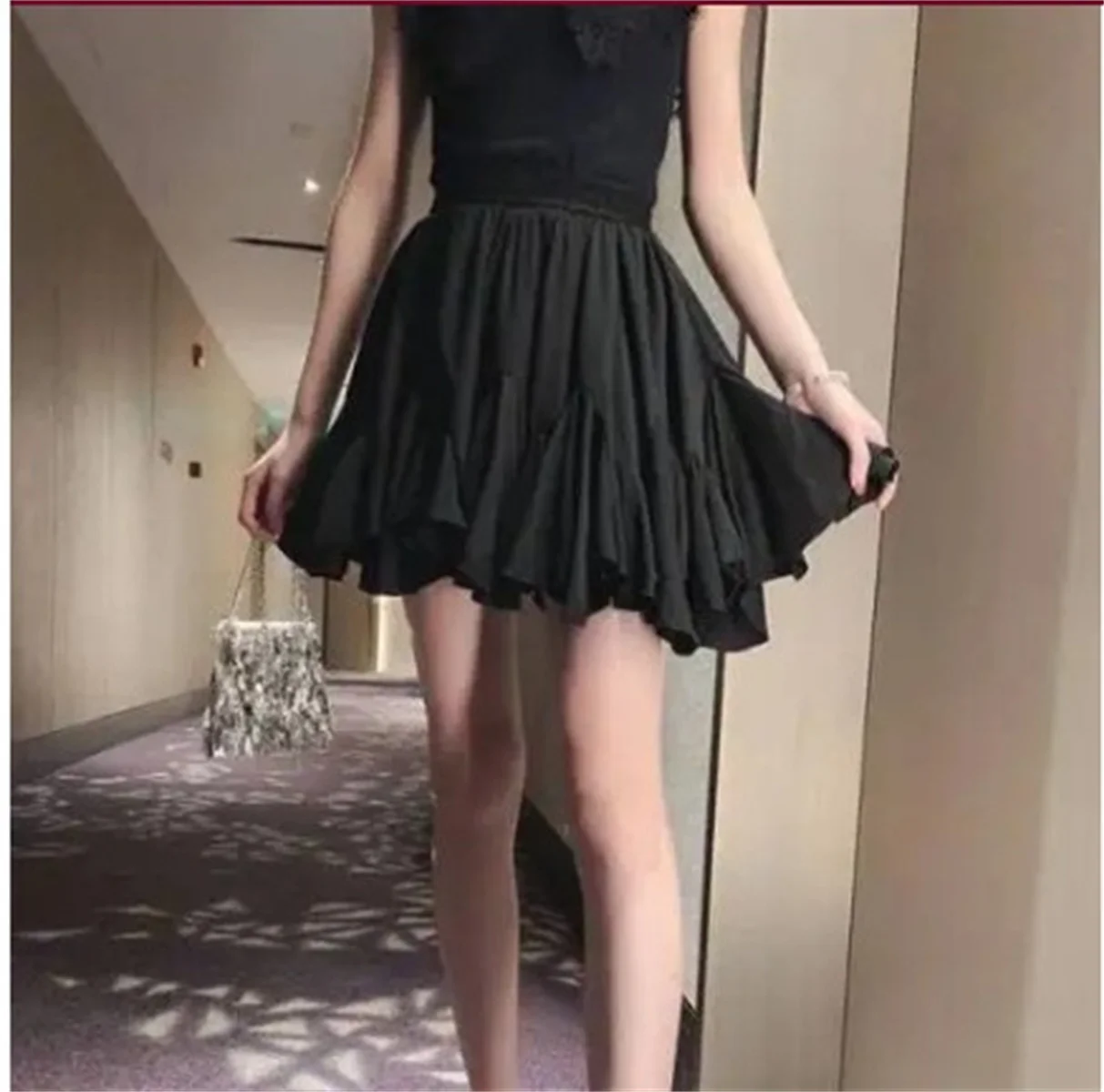 Summer White Ruffle Mini Skirt High Waist Korean Sexy Cute Ruffle Vintage Tennis Skirt Elastic Waist Tutu Short Skirts for Women