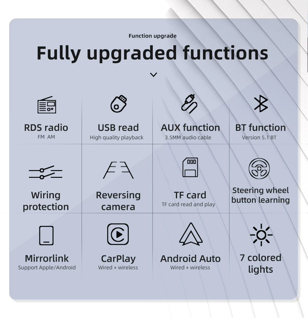 1Din Car Radio Player 7"MP5 Player Retractable Touch Screen Car Wireless CarPlay Android Auto Mirror Link Video USB TF BT Player 8 S585217daaf344253b53d1cd9e4e147aeI 1Din Car Radio Player 7"MP5 Player Retractable Touch Screen Car Wireless CarPlay Android Auto Mirror Link Video USB TF BT Player