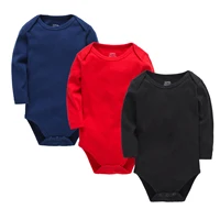 Honeyzone 3PCS/Sets Baby Boy Girl Bodysuits Solid Color Newborn Jumpsuits Comfortable Loungewear Long Sleeve Baby Clothing Items