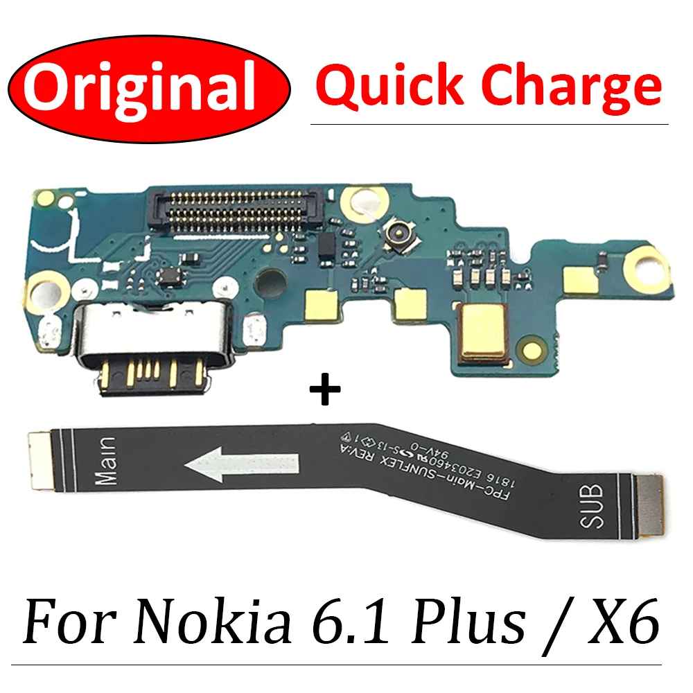 100% Originale Per Nokia 6.1 Plus / X6 Ta-1099 Ta-1103 Connettore Dock Per Caricabatterie Per Scheda Di Ricarica Usb Con Scheda Cavo Flessibile Per Mi