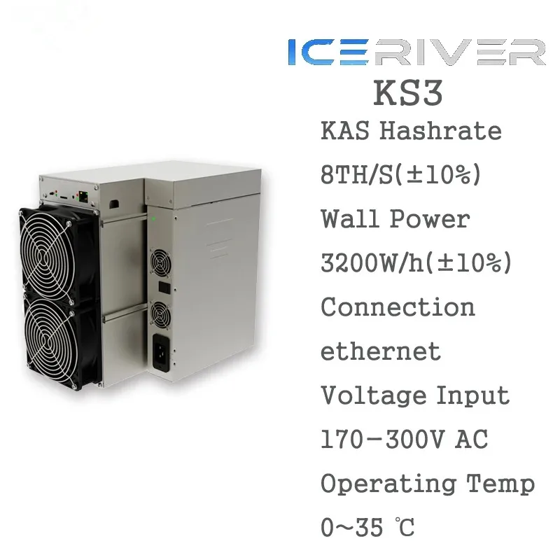 Nuovo Ks3 Iceriver Kas Ks3 8Th 3200W Asics Miner Kaspa Mining Machine Hong Kong In Magazzino,