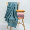 Personalized Name Embroidered Custom Baby Cotton Muslin Baby Swaddle Newborn Receiving Blanket Solid Swaddle Wrap Soft Blanket 1