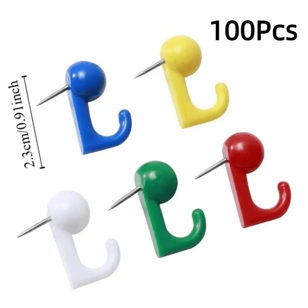 100개 DIY 컬러풀 푸시핀 창의적인 재사용 가능한 보드 핀 박스 포함 쉬운 설치 학교 문구