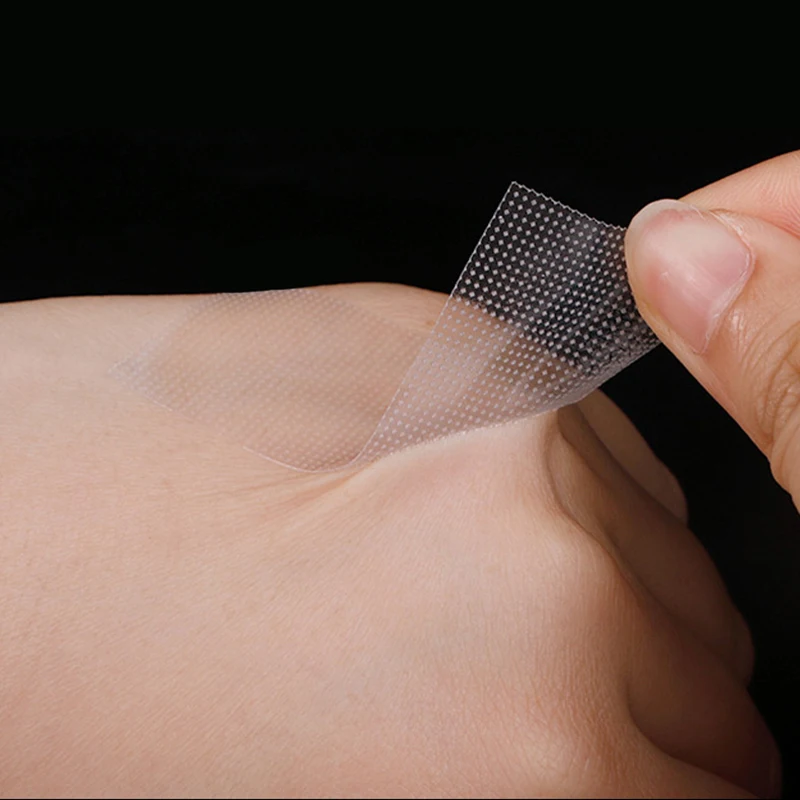 Rollo de parches curativos para heridas, tiras de rejilla transpirable, cinta transparente curvada, vendajes adhesivos de PE, 4,5 m/rollo