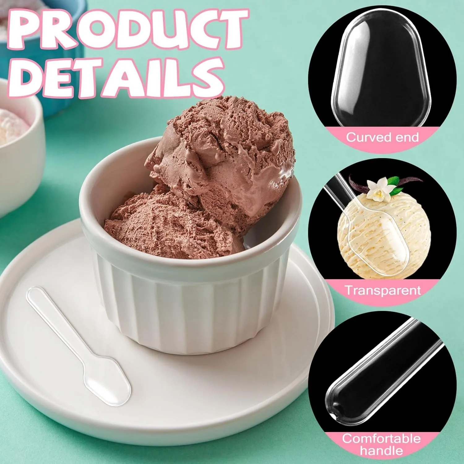 500pcs Mini Ice Cream Spoon Disposable Dessert Spoons Wedding Party Tableware Kitchen Accessories Tool Birthday Party Supplies