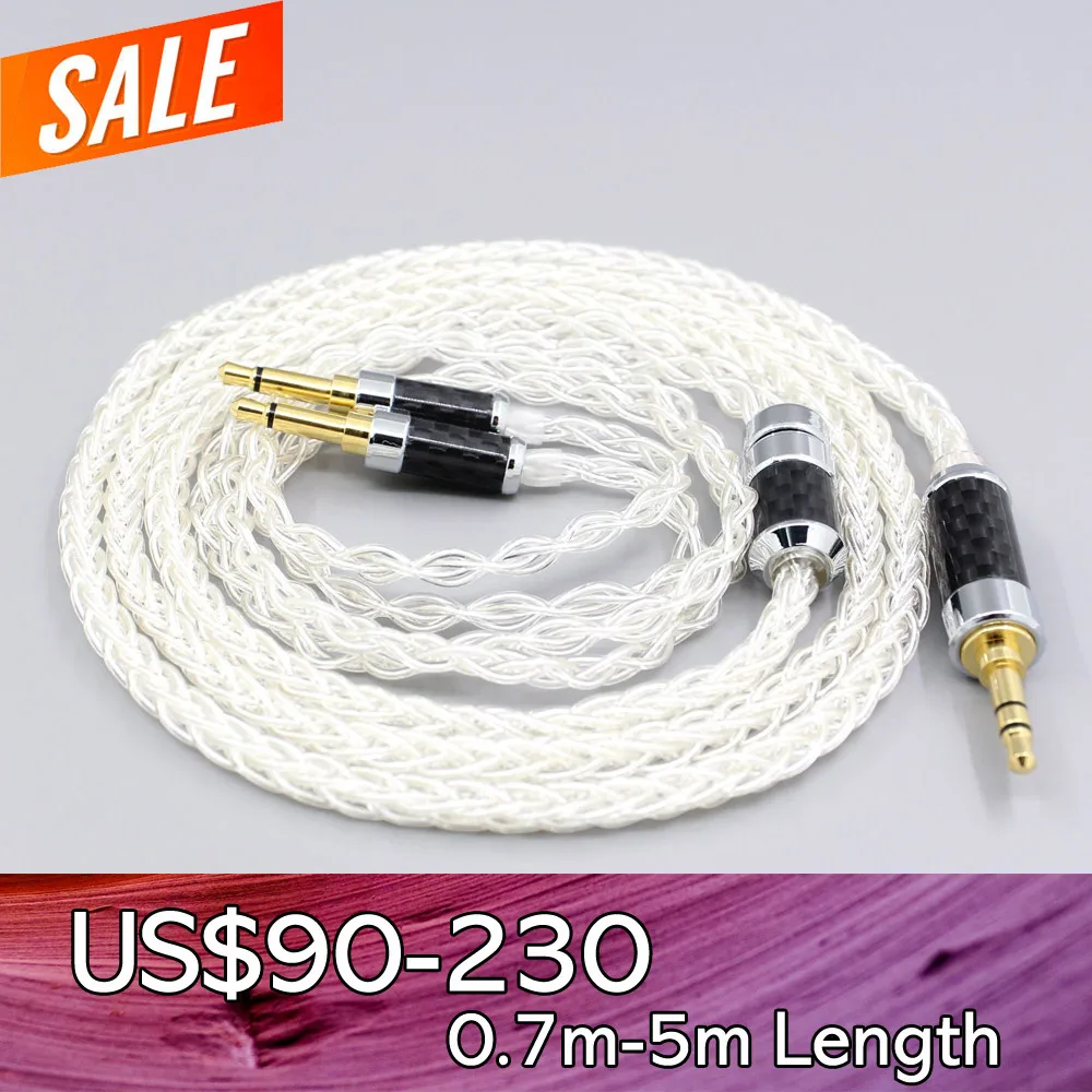 LN006429 99 Pure Silver 8 Core Headphone Cable For Pioneer Amiron Home