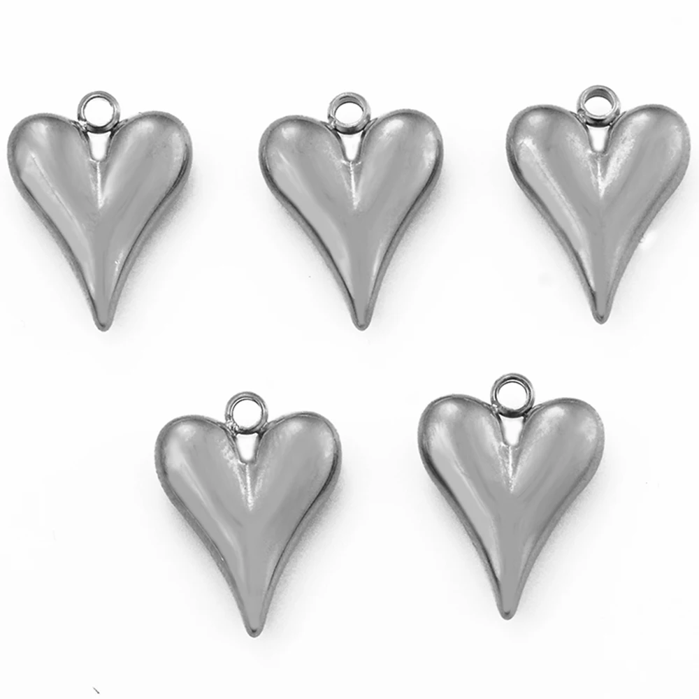 100 Pendentifs Cœur En Acier Inox 3D - Pour Créer Vos Bijoux DIY (colliers, Bracelets, Boucles D'oreilles)