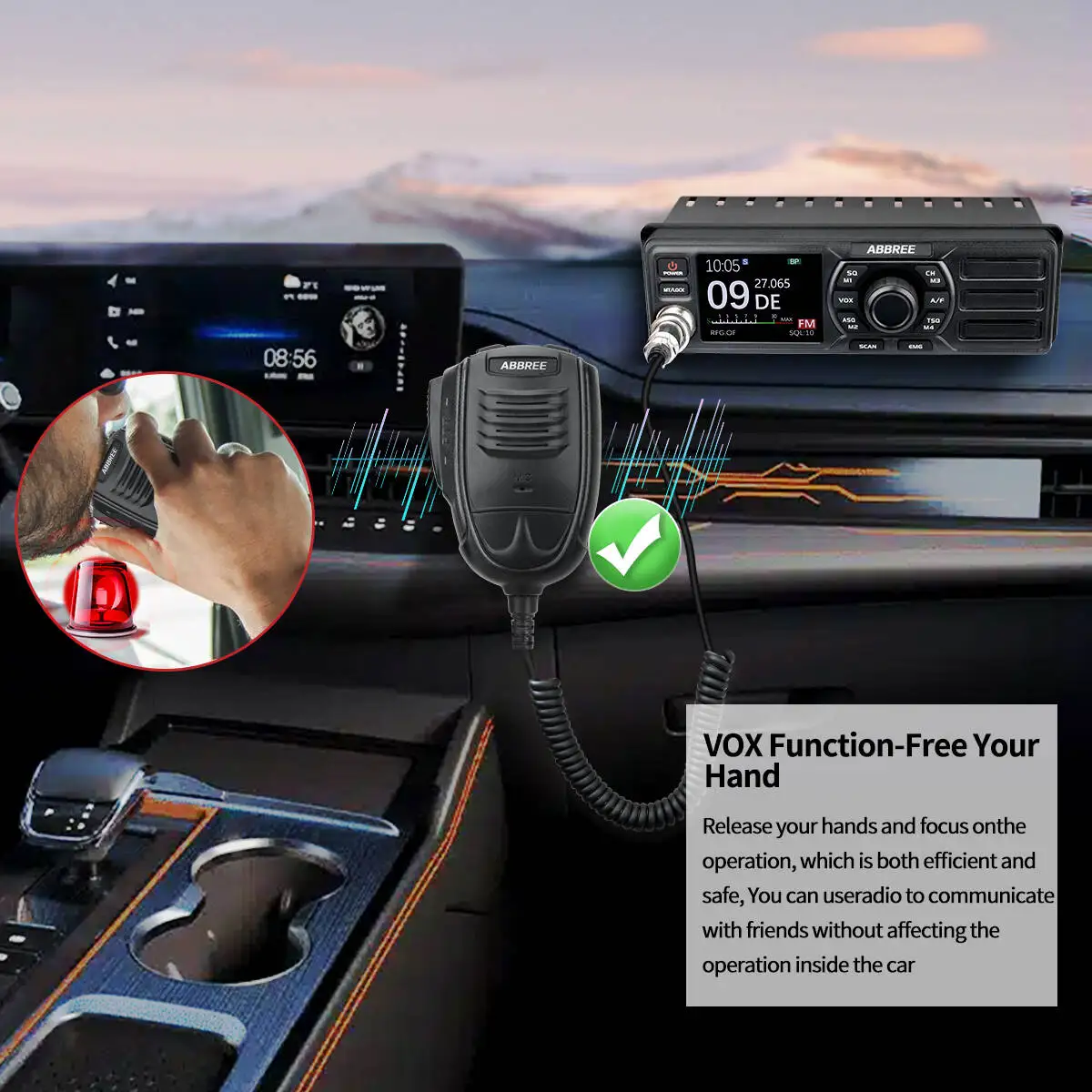 ABBREE Walkie Talkie AR-M7 CB Mobile Radio 27 MHz AM Air Band Long Range Dual Mode Watch Emergency Channel 9/19 FM Vox Car Radio 6