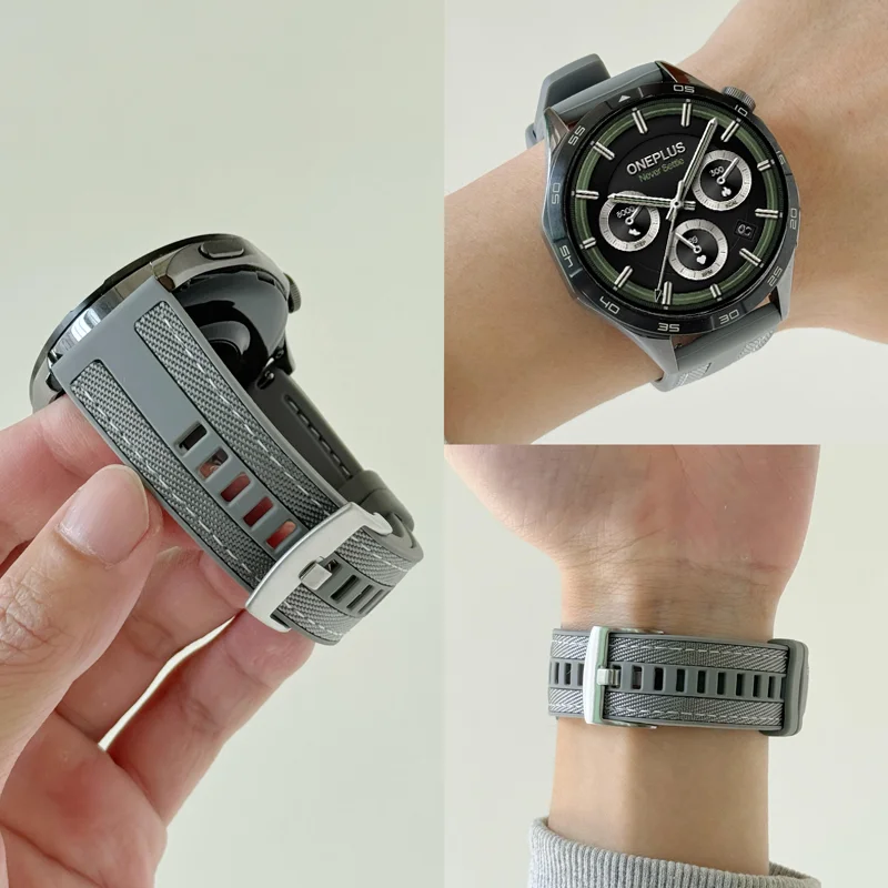Premium Silicone Nylon Composite Strap - 22mm Bracelet Band