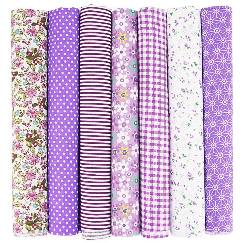 7-Piece Set of 50x50cm Cotton Fabric Squares