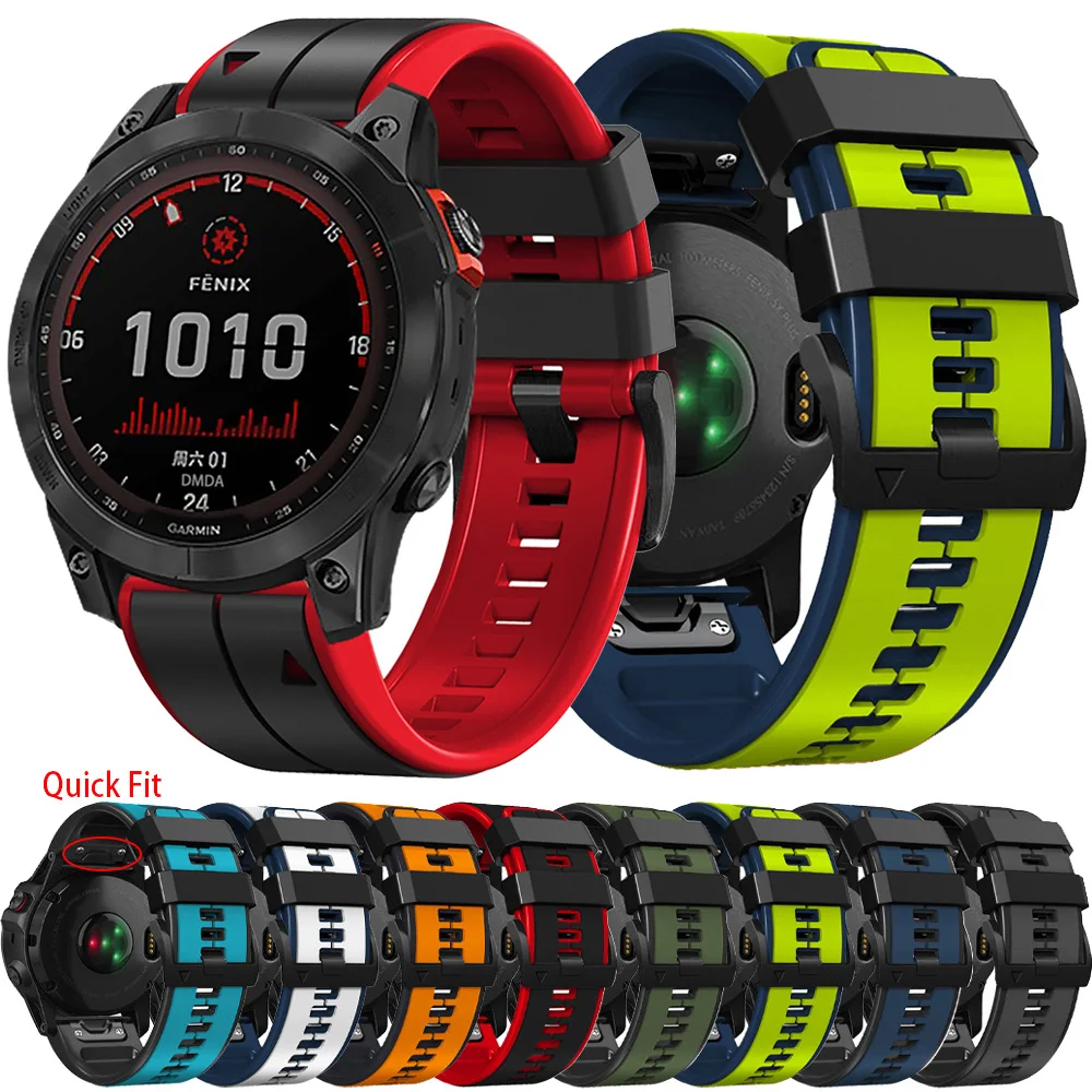 Bracelet Garmin Fenix 6X / 6X Pro, Fenix 5X / 5X Plus, Fenix 3/3 HR,  Silicone Rouge boucle, Bande de Largeur QuickFit 26mm