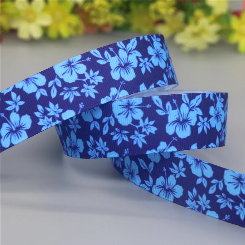 22mm 10yards Spring Flowers Printed Grosgrain Ribbon Accessories Headwear Decoration Collar DIY Sewing Craft B2403 ribbon decoration,ribbon supplies,grosgrain ribbon,sewing ribbon