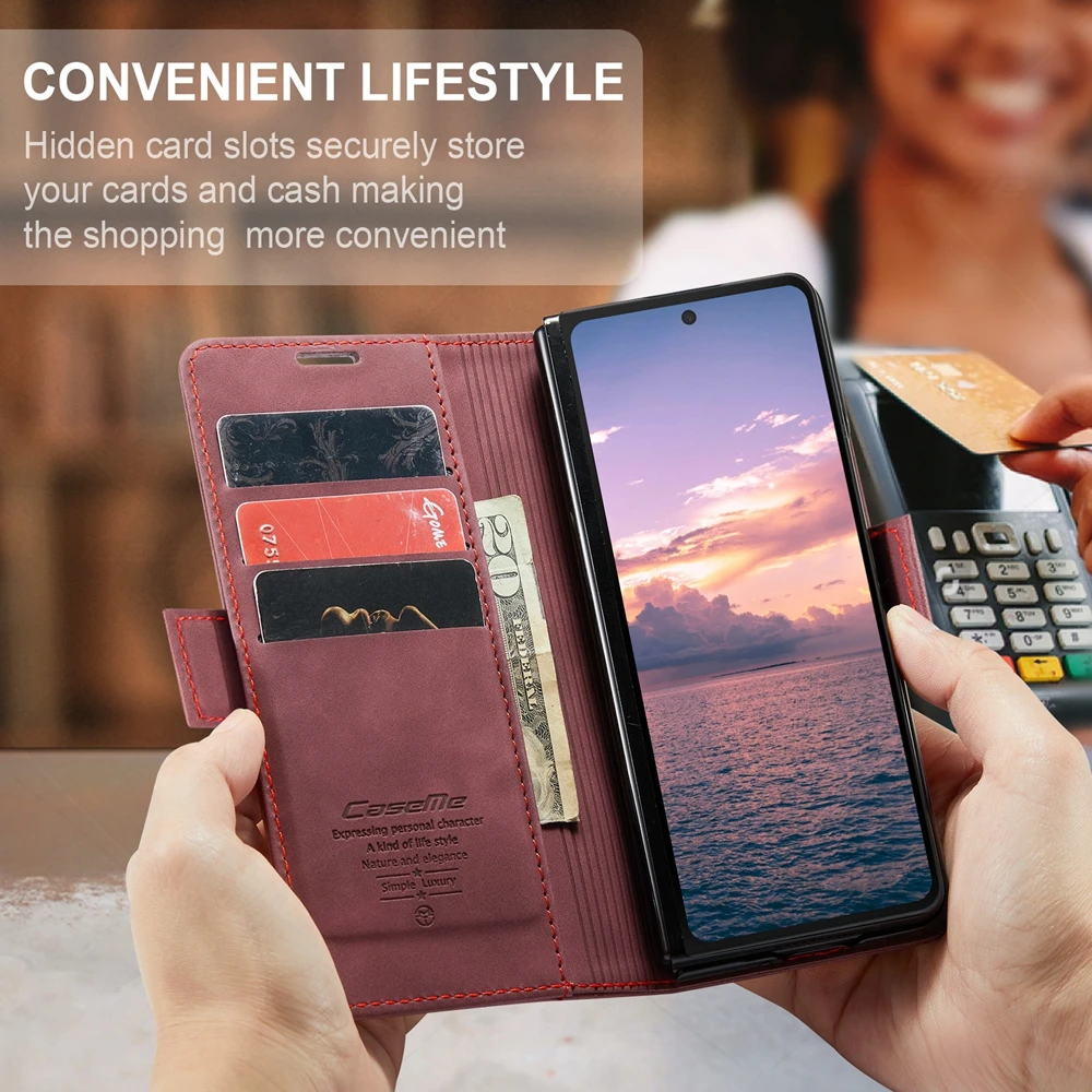 Retor Leather Anti-Drop Flip Wallet Phone Case with Card Holder