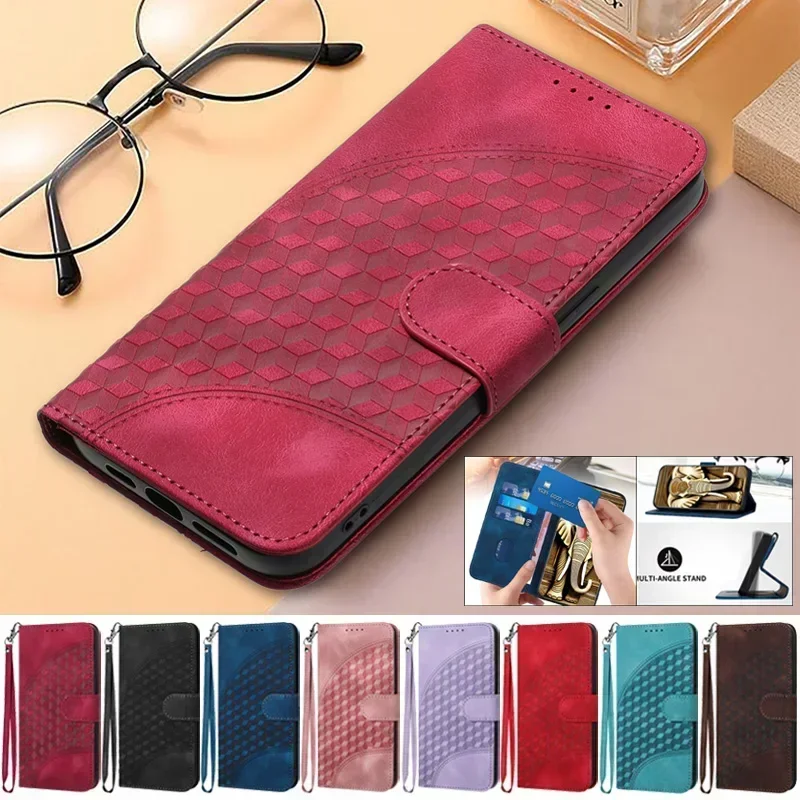 Custodia A Portafoglio 13C Per Xiaomi Redmi 13C Custodia 3D Reticolo Modello Flip Stand Cover In Pelle Per Xiomi Redmi 13C Redmi13C 5G Fundas