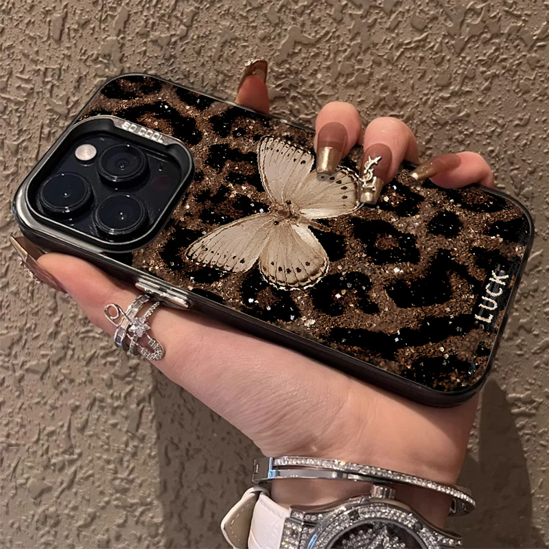 Butterfly Leopard Print Matte Phone Case - Stylish and Protective Back Cover