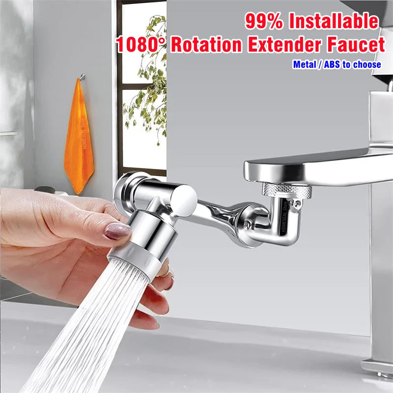 Nuovo Metallo Universale 1080 ° Rotazione Rubinetto Aeratore Extender Filtro Splash Rubinetti Bubbler Ugello Braccio Robotico Per Cucina Bagno