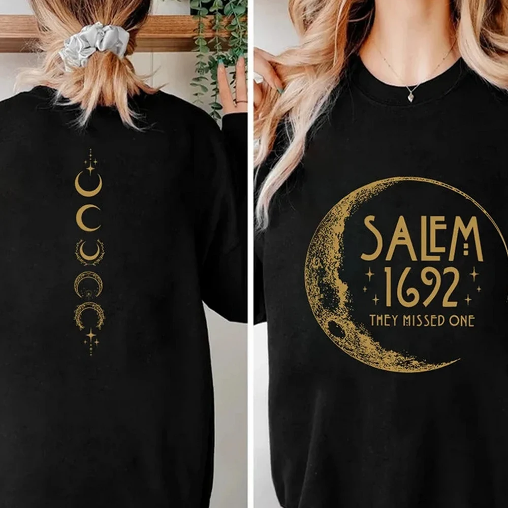 Retro Salem 1692 Sweatshirt Salem They Missed One Crewneck Shirt Vintage Halloween Hoodie Salem Massachusetts Long Sleeves Tops 3