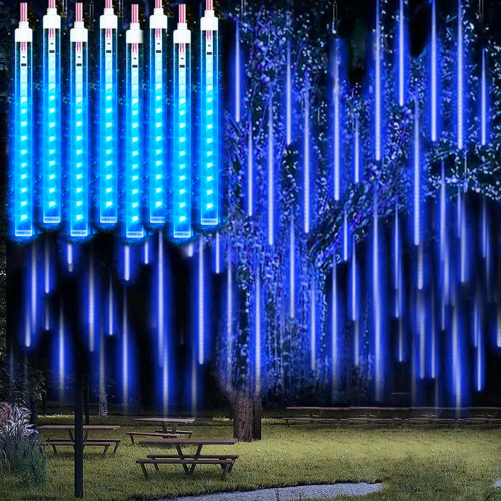 Meteor Shower Rain Lights Falling Raindrop Fairy String Light Iciclelights for Outdoor Indoor Halloween Christmas Holiday