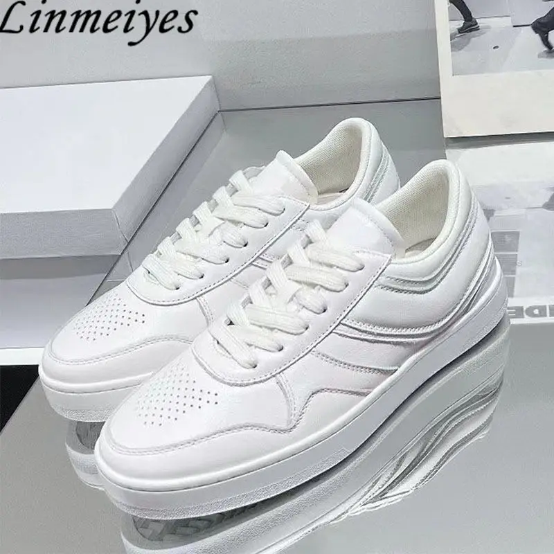 

Luxury Quality Sneakers Women Genuine Leather Mix Color Outdoor Running Shoes Woman Lace Up White Shoes Casual Sneakers Men