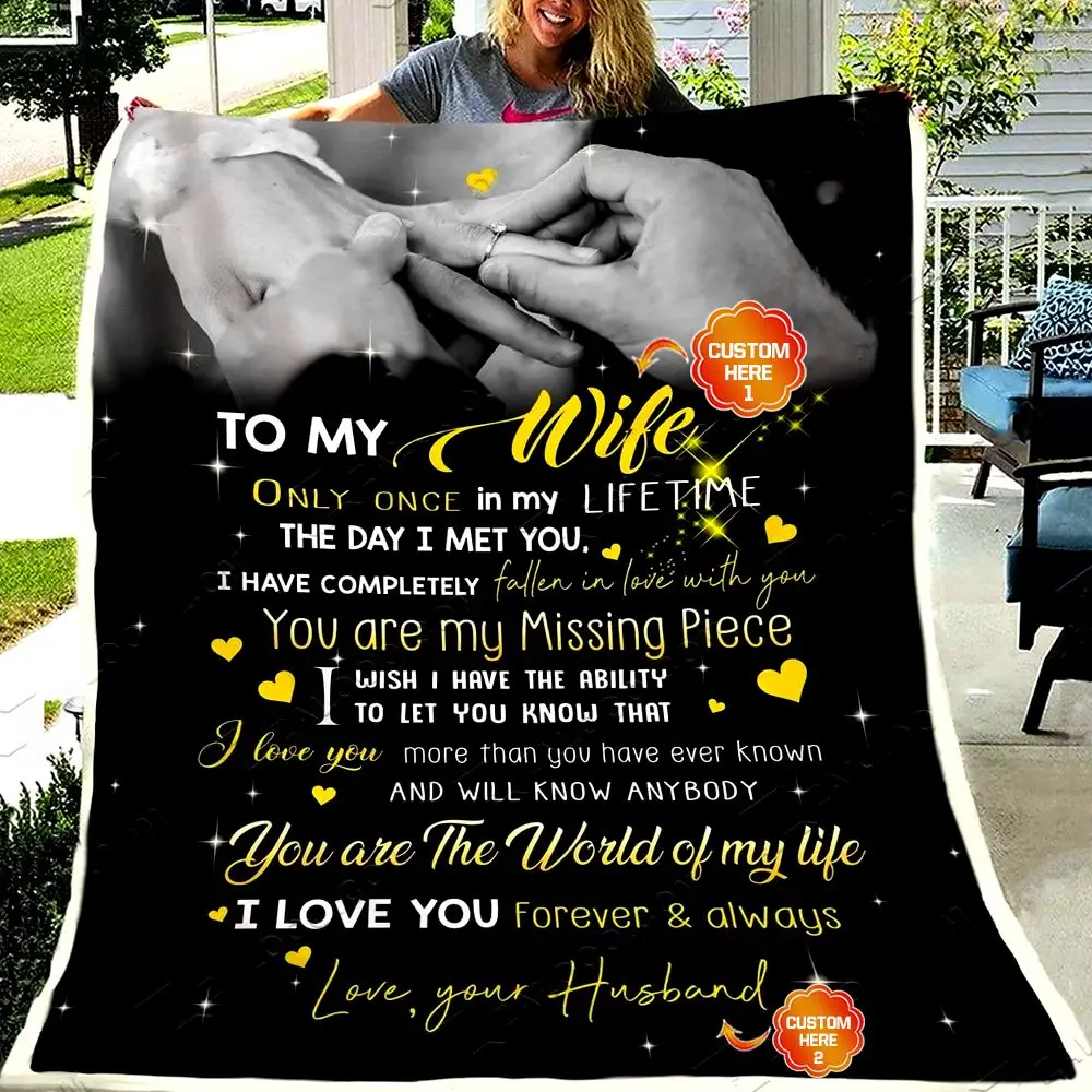 

Personalized Gift For Wife Fleece Blanket Only Once In My Lifetime The Day I Met You Fleece Blanket 3D Print Soft Plush Blanket