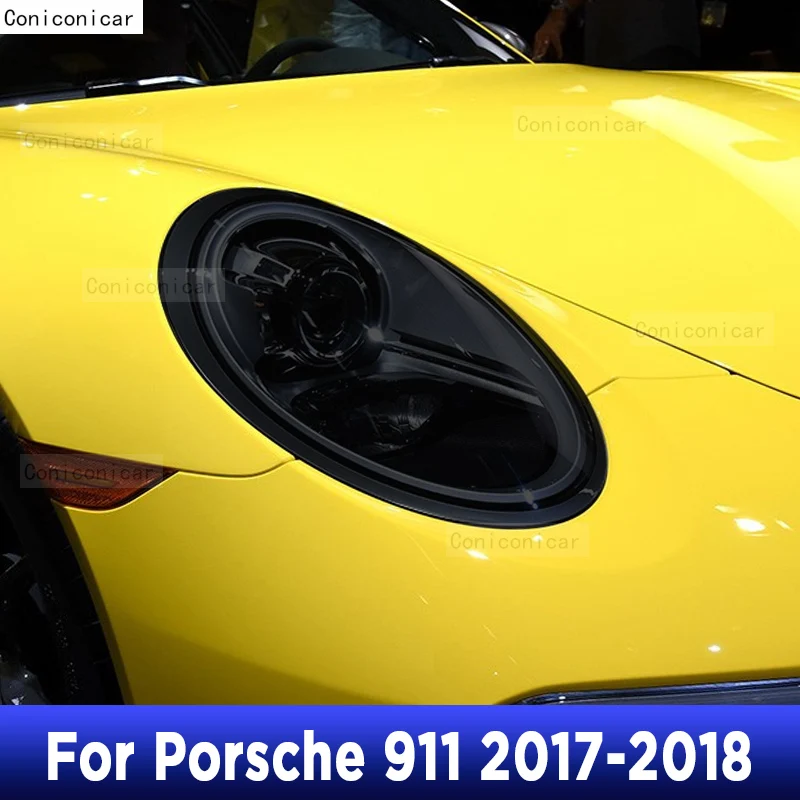 

Car Headlight Tint Anti-Scratch Smoked Black Protective Film Self Healing TPU Stickers For Porsche 911 2017-2018 Accessories