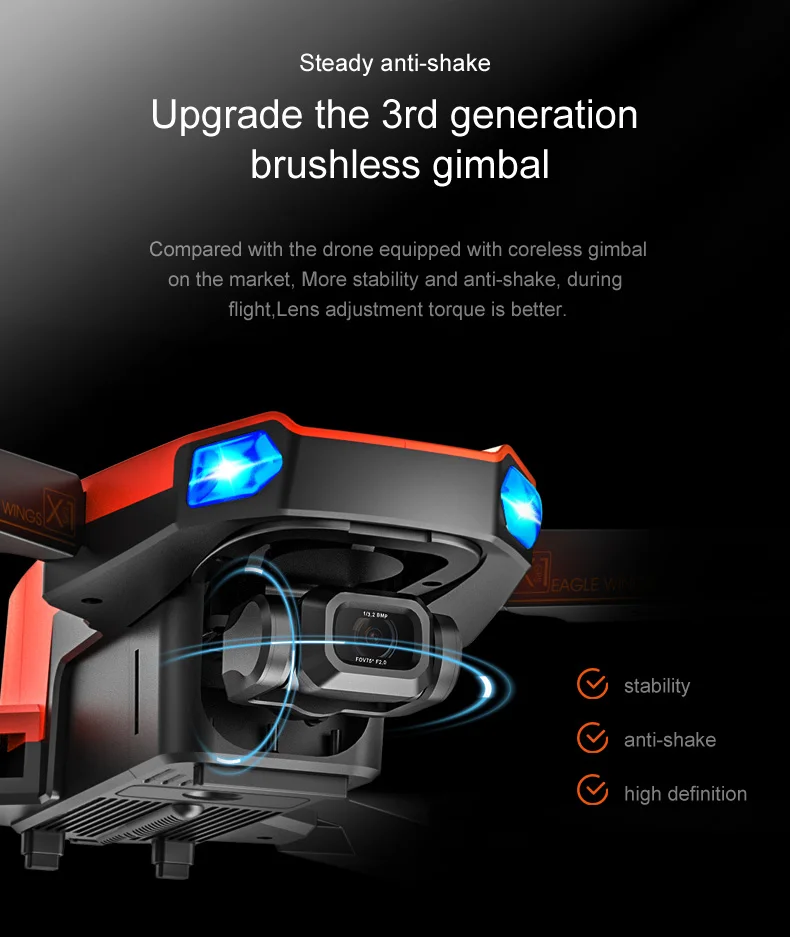 MS-712 Drone, Xi EAGL stability anti-shake high definition WNGSt gimba