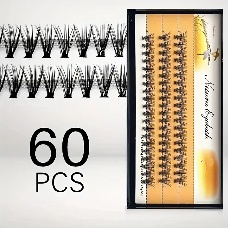 Eyelash Extensions 1box/60 10D 20D 0.1/0.07mm Thickness Individual Cluster Lashes Natural False NESURA Bundles naga