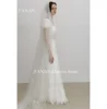 Fanan Korea Puff Sleeves Wedding Dresses  웨딩드레스 Chiffon Square Neck Lace Custom Made Ruched Photoshoot Bride Gowns Plus Size 5