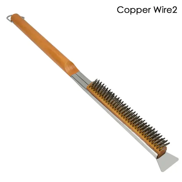 Pizza Kőkefaparó Hosszú Fogantyúk Ecsetkaparó Tisztító Kefe Sárgaréz Sörték Sütő - Image 4