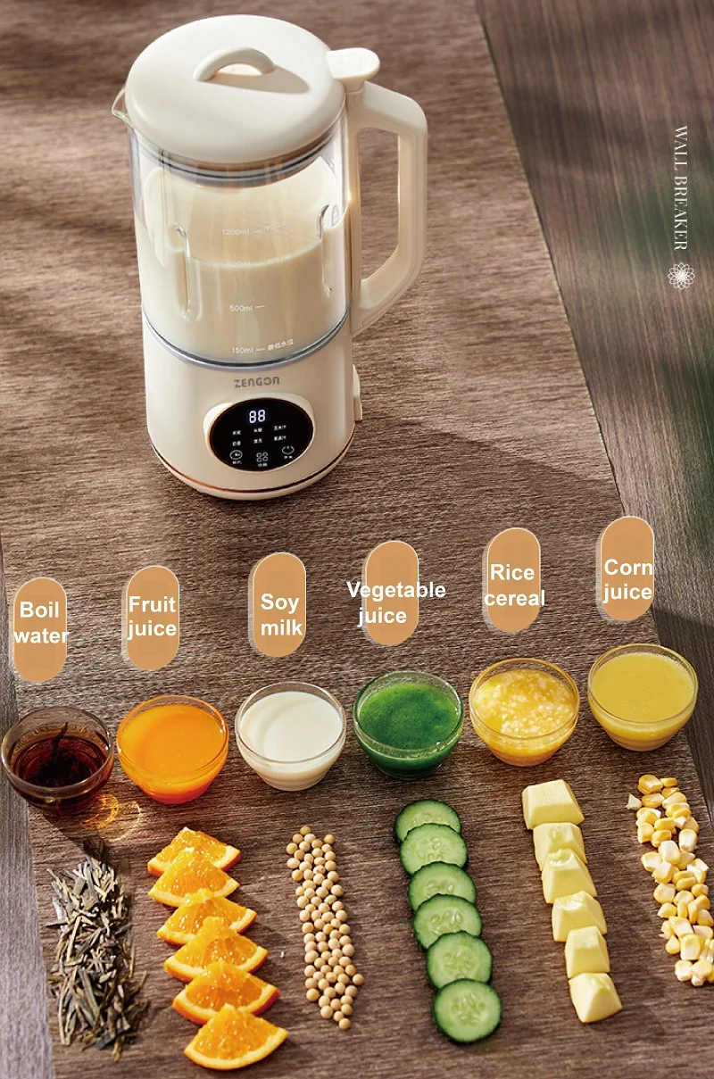 1200ml Soy Milk Machine Electric Juicer Multifunctional Wall Breaking Machine Automatic Heating Cooking Soybean Milk Maker 220V