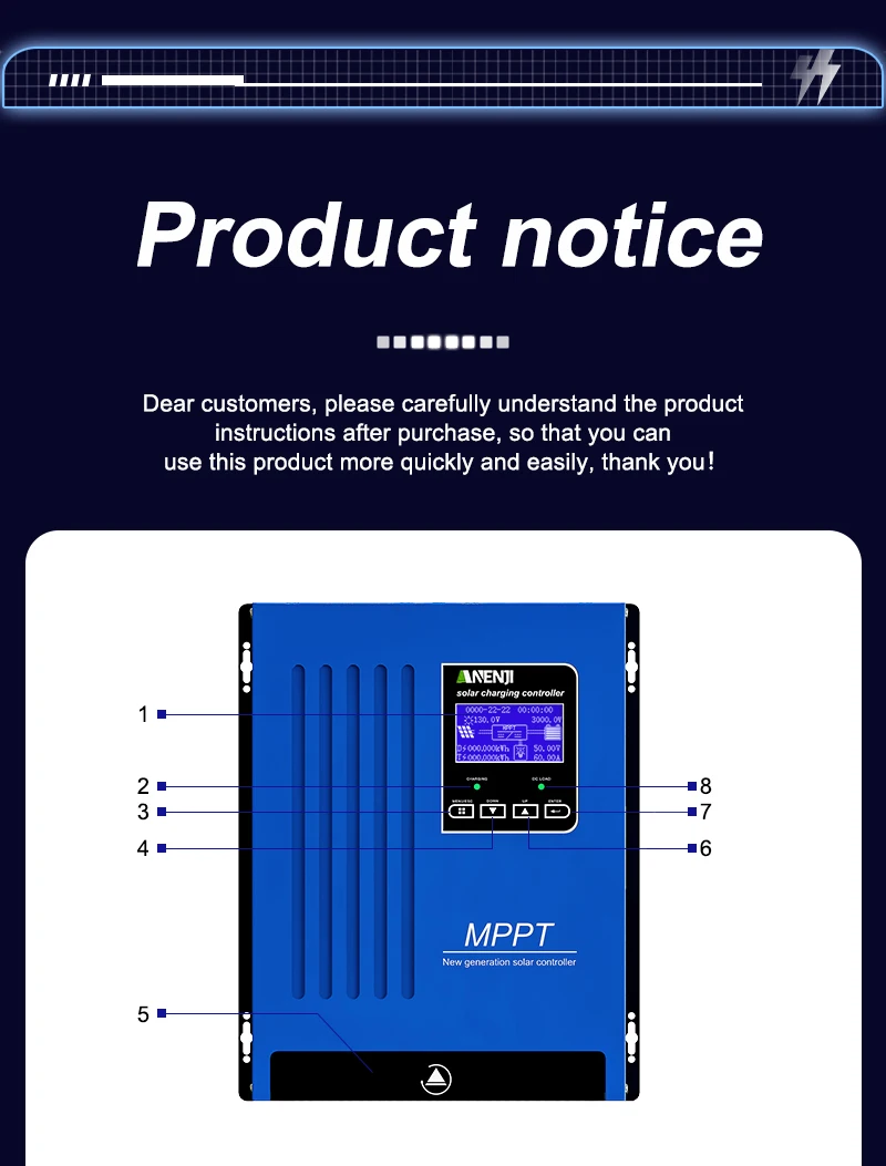 100A MPPT Solar Charging Controller 12V/24V/48V Battery Charger Automatic Maximu