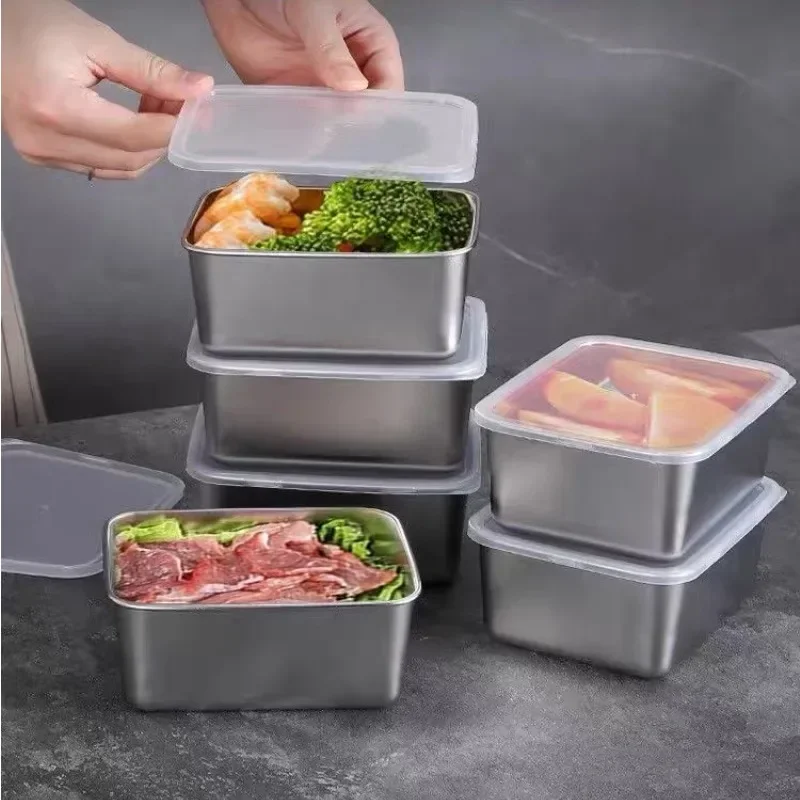 Stainless Steel Fresh-Keeping Box Vegetables Fresh Refrigerator Food Storage Box Kitchen Organizer And Storage Container Crisper 2