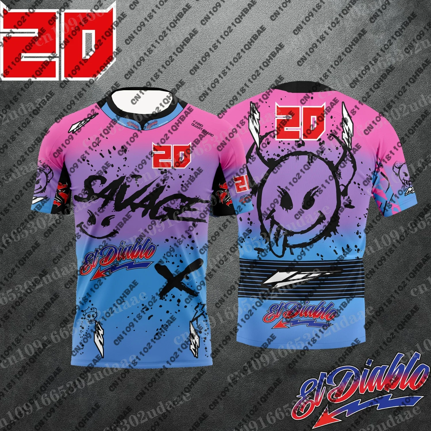 2025 새로운 오토바이 Fabio Quartararo20 드라이버 여름 남성과 여성의 통기성 익스트림 스포츠 캐주얼 땀 흡수 티셔츠