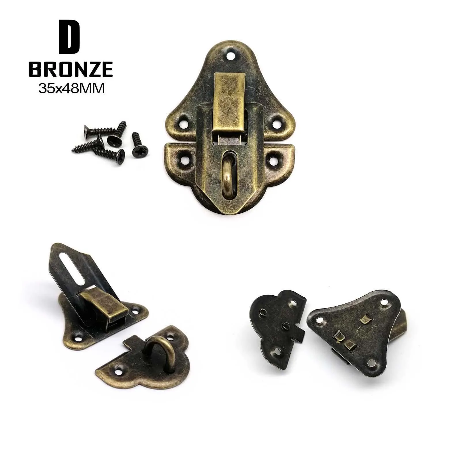 Decorative Jewelry Chest Gift Wine Box Wooden Case Hasp Latch Toggle Clasp Hold Lock Padlock + Screws 4 Color Type DIY 12pcs Furniture Hardware Toggle Latches Jewelry Box Hasps Decorative Latches