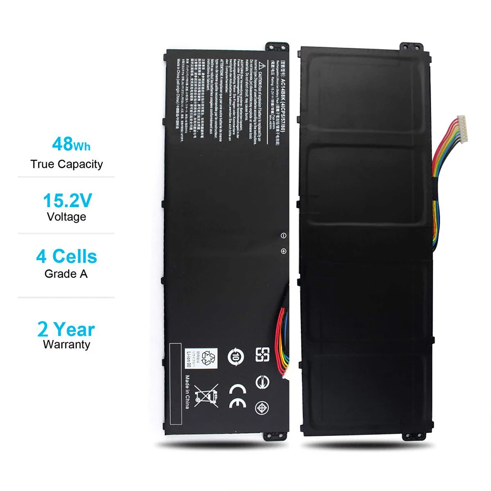 AC14B3K 4ICP5/57/80 AC14B8K Sostituzione della batteria del laptop per Acer Aspire R3 R3-131T R5 R5-571T R5-571TG R3-131T-C0A7 R3-131T-C6YB Chromebook CB3-511 CB3-531 Swift SF314-51 (15.2V 48.9Wh AC14B3K 4ICP5/57/80 AC14B8K Sostituzione della batteria del laptop per Acer Aspire R3 R3-131T R5 R5-571T R5-571TG R3-131T-C0A7 R3-131T-C6YB Chromebook CB3-511 CB3-531 Swift SF314-51 (15.2V 48.9Wh