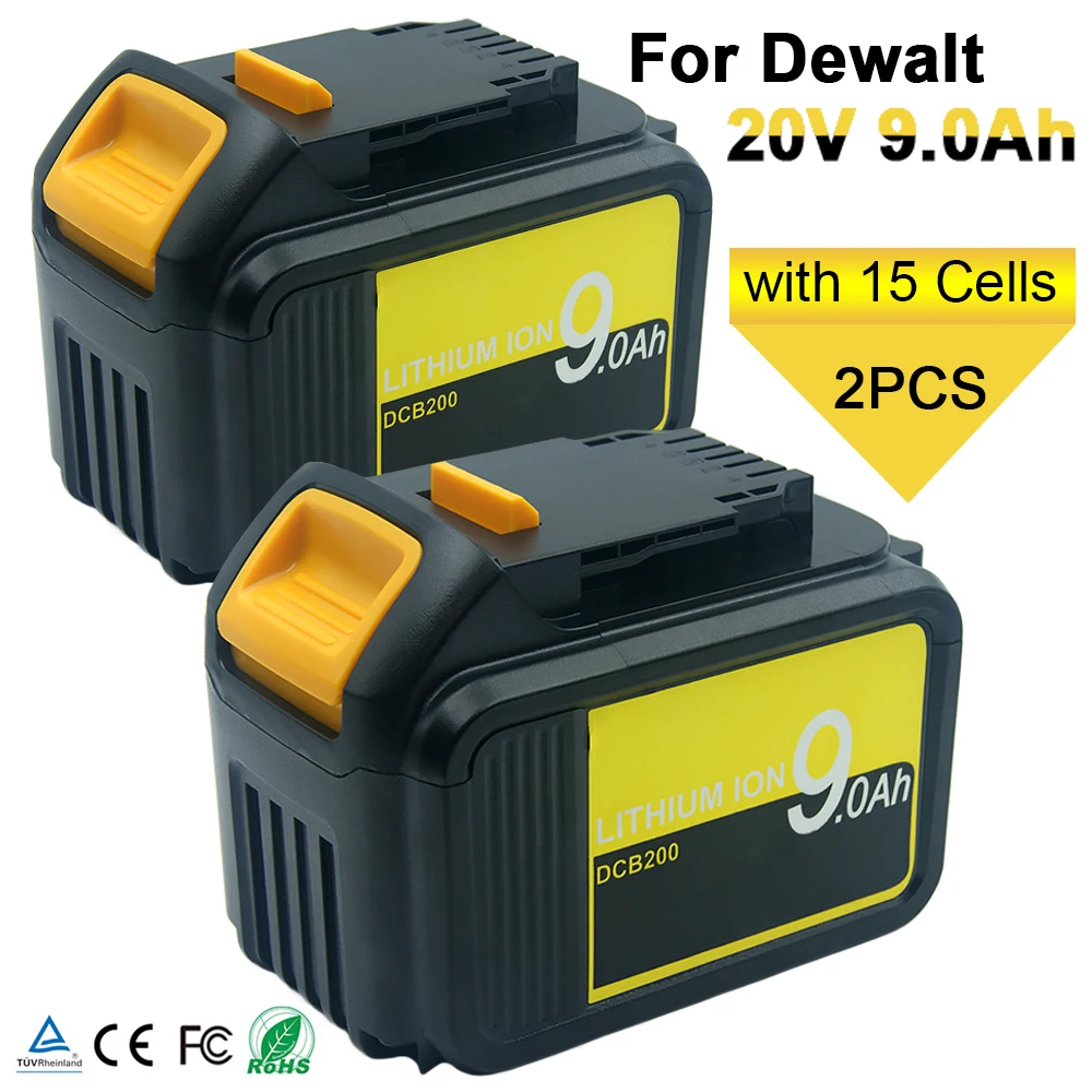 

9. Ач литий-ионная батарея для Dewalt 18 В/20 в, аккумуляторная батарея DCB200 DCB201 DCB203 DCB205 DCB182 DCB183 DCB184, Аккумуляторная дрель