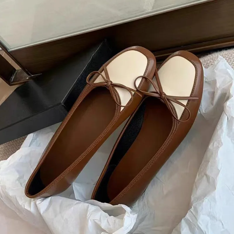 

Women Shoes Spring/Summer New French Manor Mixed Colours Vintage Buttfly-Knot Shallow Flats Fashion Lightweight Loafers Women