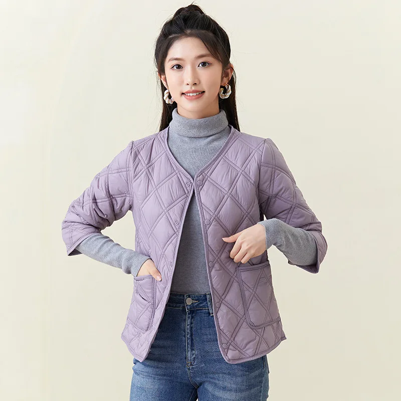 

Women's lightweight and warm cropped short sleeved cotton inner lining women's home cotton jacket cotton jacket with added