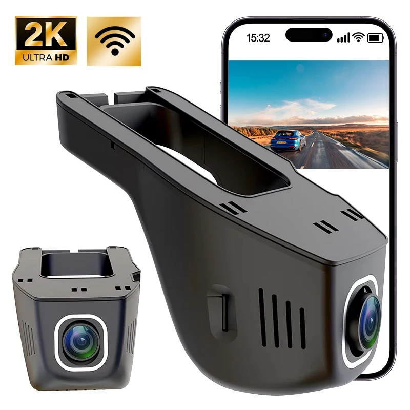 모바일 와이파이 링크 앱 차량용 DVR 블랙박스 2K 히든 타입 G센서 자동 비디오 레코더 루프 녹화 차량용 액세서리