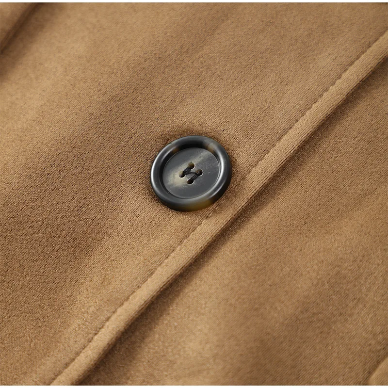 Vintage Fashion Pocket Jackets For Women Winter High Street Lapel Elegant Solid Commute Winter Outwear Ladies Coat