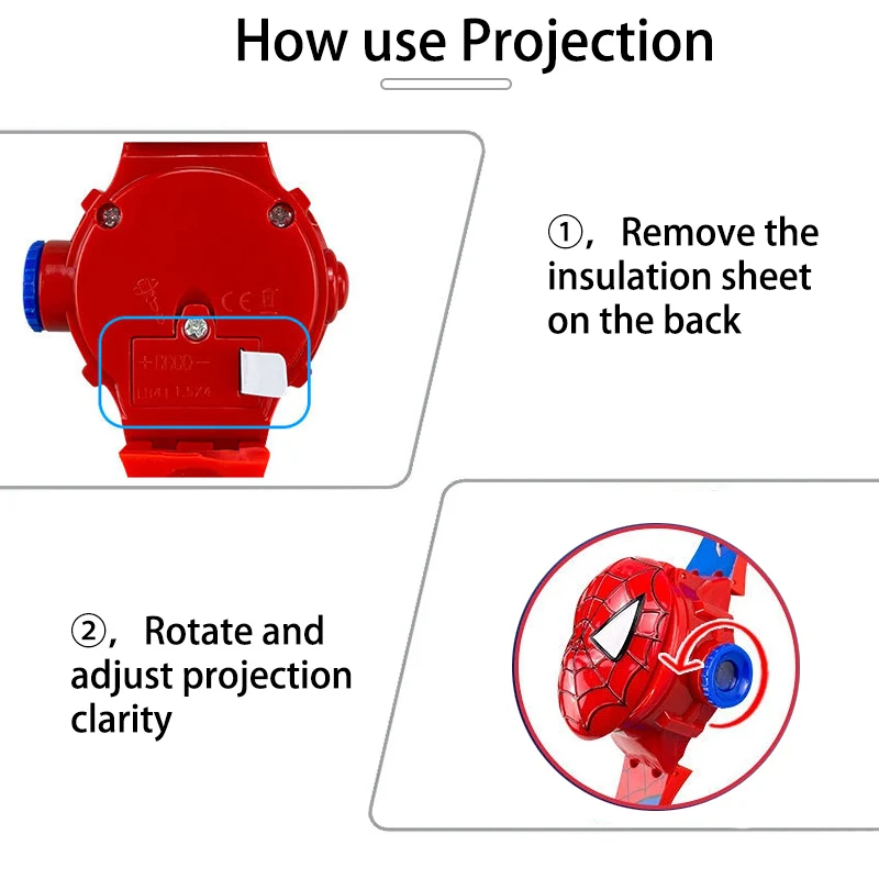 Cartoon Superhero Projection Watch for Kids - 3D Cosplay Digital Timepiece Gift