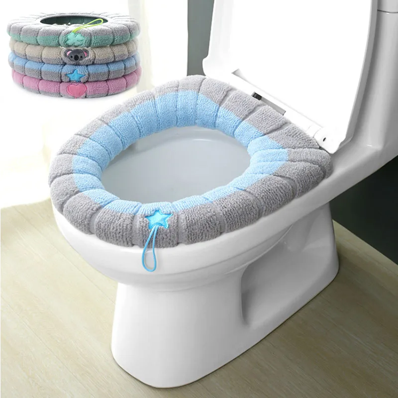 Cotton White Toilet Seat Cover Pads, Washable Toilet Seat Cushion