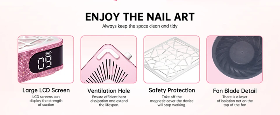 Description Picture 5 of itemNail Dust Collector extractor de polvo para unas Powerful Vacuum Fan Vent Dust Collector Extractor Dust Suction Machine forNails