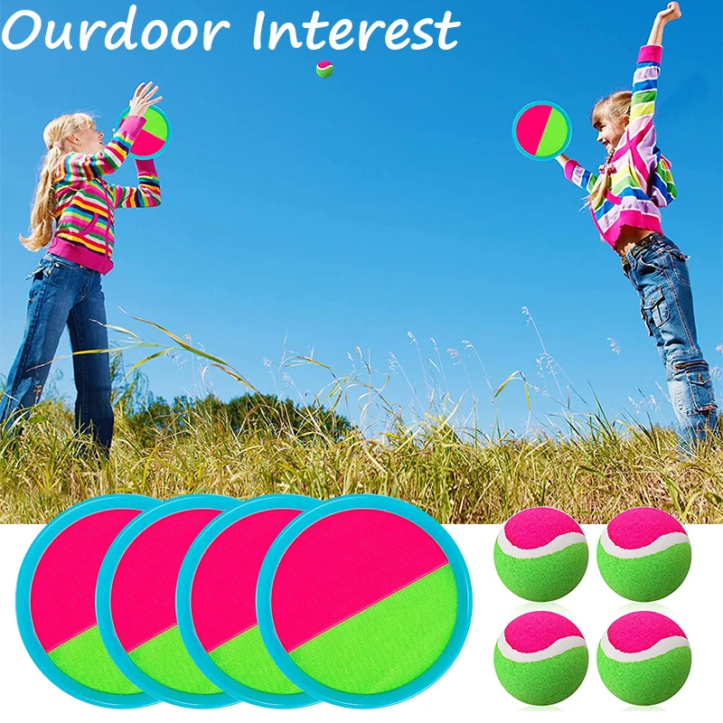 Toss and Catch Ball Set Paddles Balls Yard Games Christmas Birthday Gifts Outside Toys for Kids Ages 4-8 Concentration Exercise