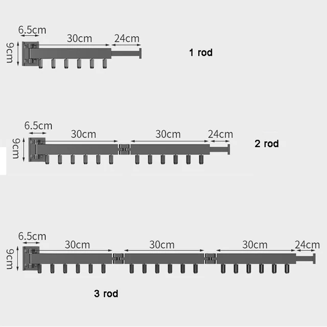 Behúzható Kendő Szárító Állvány Összecsukható Ruhák Fogas Falra Szerelhető Beltéri És Kültéri Térmegtakarítás Alumínium Otthoni Ruhanemű - Image 4